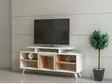 TV-bänk Hanah Home Kutay Vit Teak Spånskiva 120x56,9x29,5 cm - TV-bänkar - 8681181979358 - 2