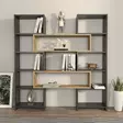 Bokhylla Hanah Home Poyraz Svart Spånskiva Ek 163,5x150x22 cm - Bokhyllor - 8683743960088 - 2