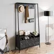 Hallmöbel Hanah Home Devin Svart Spånskiva Marmormönster 94x180x35,3 cm - Hallskåp - 8682870664418 - 3