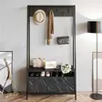 Hallmöbel Hanah Home Devin Svart Spånskiva Marmormönster 94x180x35,3 cm - Hallskåp - 8682870664418 - 2