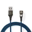 USB-kabel | USB 2.0 | Apple Lightning, 8-stifts | USB-A Hane | 12 W | 480 Mbps | Nickelplaterad | 1.00 m | Rund | Flätad / Nylon | Blå / Svart | Kartong med täckt fönster - Spelprodukter - 5412810326808 - 2
