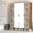 Garderob Hanah Home Kumsal PTP Valnöt Vit Spånskiva 160x47,5x201,4 cm - Garderober - 8684282089438 - 4