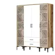 Garderob Hanah Home Kumsal PTP Valnöt Vit Spånskiva 160x47,5x201,4 cm - Garderober - 8684282089438 - 1