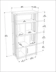 Bokhylla Hanah Home Valero Vit Antracit Spånskiva 60x120x29,6 cm - Bokhyllor - 8683743959488 - 6