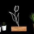 Metalldekoration Aberto Design Tulip Vit Metall Trä 17x30x3,5 cm - Dekorationer, prydnadsföremål - 8681875641028 - 2