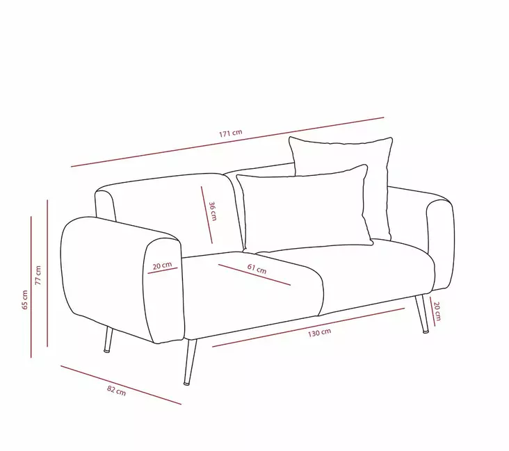 2-sits soffa Atelier del Sofa Cream Polyester Bouclé 171x82x77 cm - Soffor - 8684282156628 - 1