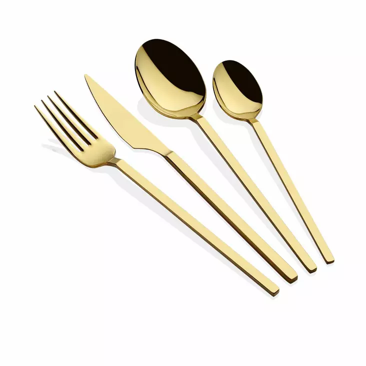 Bestickset Hermia Carre Guld Rostfritt Stål 24 Delar - Bestick och serveringsredskap - 8684283550418 - 1