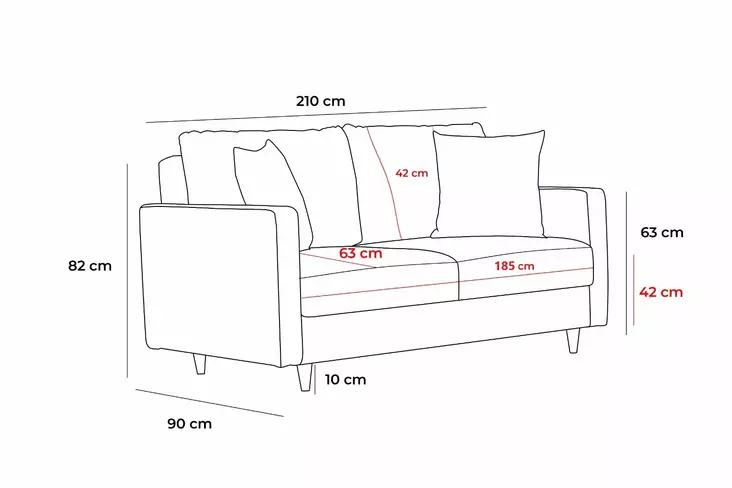 3-sits soffa Atelier del Sofa Eva Cream Polyester 210x90x82 cm - Soffor - 8683743274338 - 1