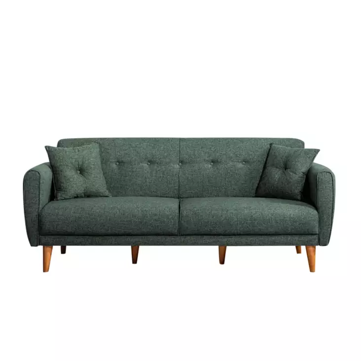 3-sits bäddsoffa Atelier del Sofa Aria Grön Linne 205x80x85 cm - Bäddsoffor - 8681875648188 - 1