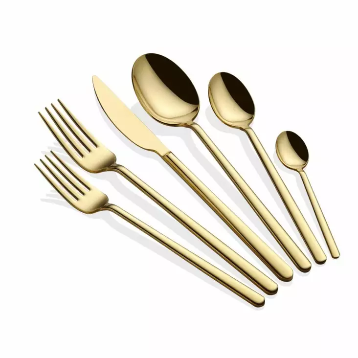 Bestickset Hermia Allegra Guld Rostfritt Stål 36 Delar - Bestick och serveringsredskap - 8684283550388 - 1
