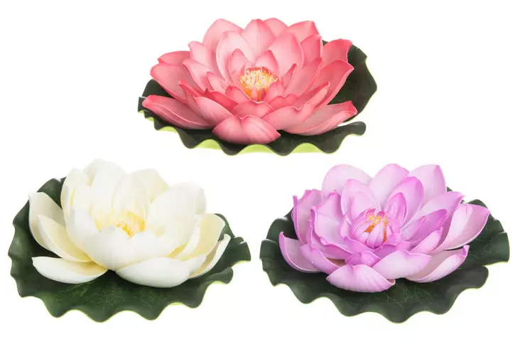 Lotus kukka kelluva 21cm 3-eri v=C3=A4ri=C3=A4-1 - Trädgårdsdekorationer - 6410413119628 - 1