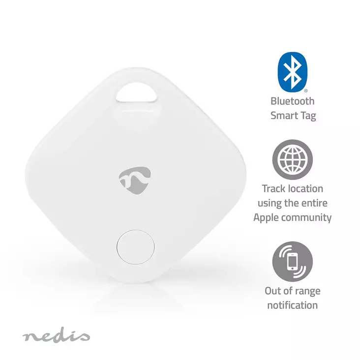 Nyckelfinnare | Kompatibel med: Apple Find My App | Batteridriven | 1x CR2032 | batterier medföljer | Bluetooth® verision: 5.1 | Batterilängd upp till: 1 år | Vit | 1 st. - Larm och sensorer - 5412810417438 - 1