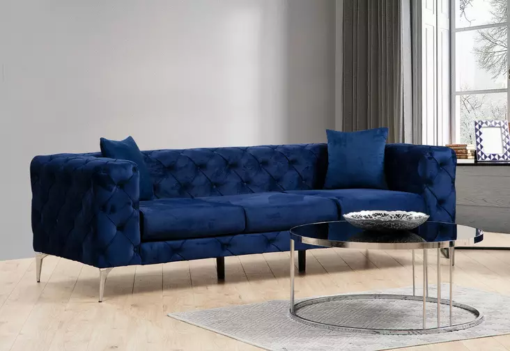 3-sits soffa Atelier del Sofa Como Marinblå Polyester 237x90x70 cm - Soffor - 8683342529068 - 1