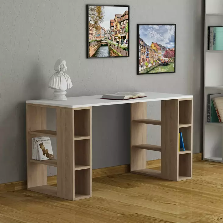 Skrivbord Hanah Home Colmar Vit Ek Spånskiva 140x75x60 cm - Skrivbord - 8681875277128 - 1