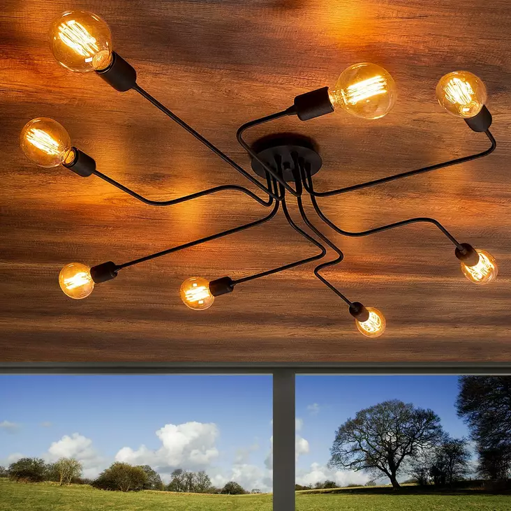 Taklampa Opviq Truva Svart Metall 140 x 15 cm - Tak- och vägglampor - 8681875572728 - 1