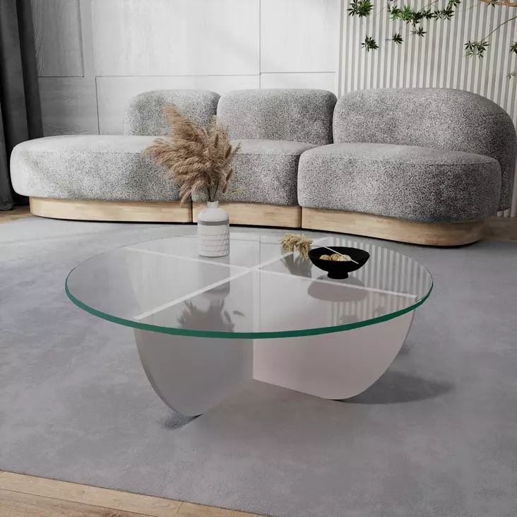 Soffbord Hanah Home Lily Vit Härdat Glas Spånskiva 90x30x90 cm - Soffbord - 8683342746878 - 1