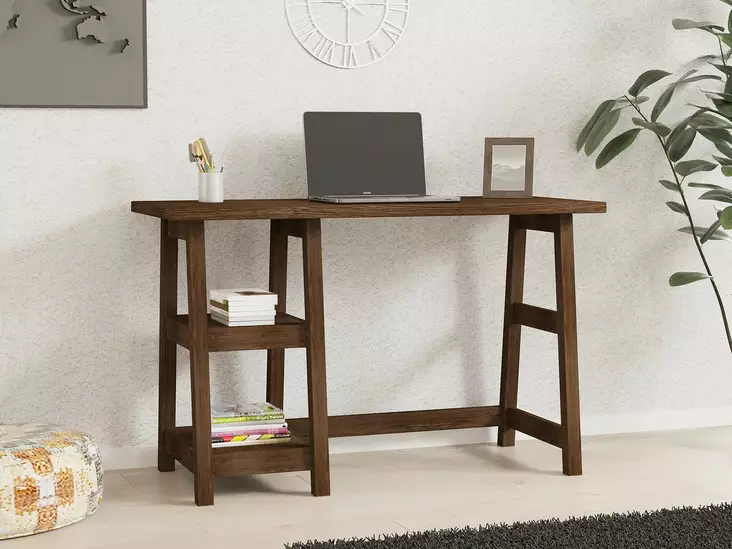 Skrivbord Hanah Home Perla Valnöt Massiv Furu 120x73,5x51 cm - Skrivbord - 8681875156058 - 1