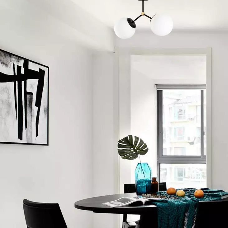 Taklampa Opviq Damar Svart Vit Metall 44 x 15 cm - Tak- och vägglampor - 8681875501438 - 1