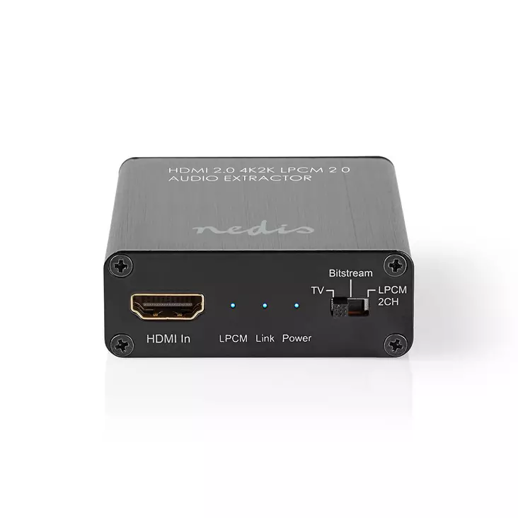 HDMI Extractor | HDMI Input | TosLink Female / 1x 3.5 mm / 1x HDMI Output | Maximal upplösning: 4K@60Hz | 18 Gbps | Metall | Antracit | Presentbox - Videokonverterare - 5412810319978 - 1
