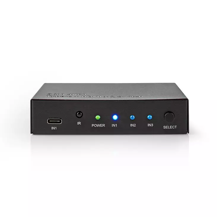 HDMI Switch | 3-Port port(s) | 1x USB-C / 2x HDMI Input | 1x HDMI Output | 4K@60Hz | 18.0 Gbps | Metall | Antracit - Videoväxlar och fördelare - W4-41338 - 1