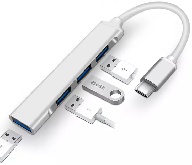 HUBI USB-C 4 x USB-A, Mobia - Adaptere - 6430076521798 - 1