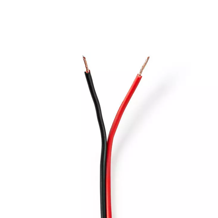 Högtalarkabel | 2 x 0.75 mm² | Koppar | 100 m | Rund | PVC | Röd / Svart | Rulle - Ljudkablar - 5412810311958 - 1