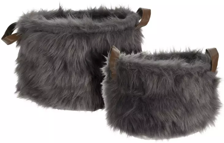 Kori tekoturkis kahvoilla koko M harmaa - Förvaringslådor och korgar - 8719987896958 - 1