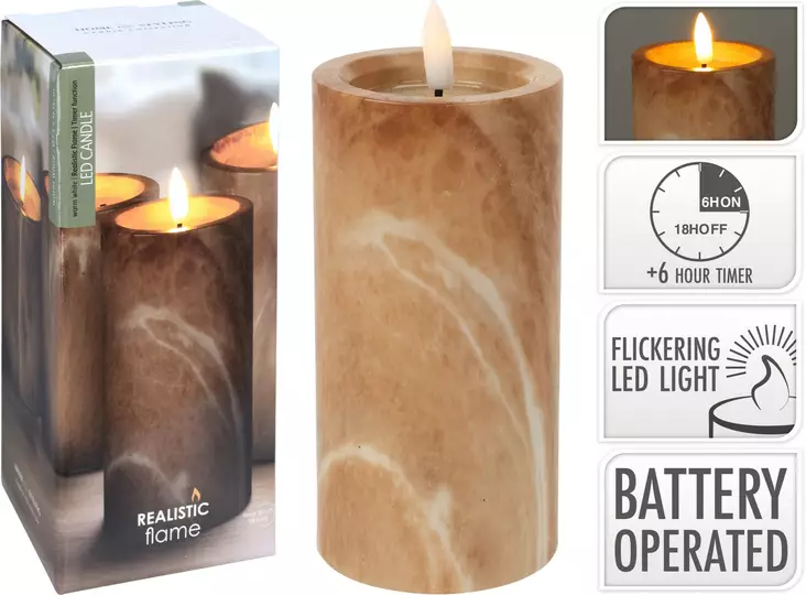 Led ljus marmor 7,5x15 cm - LED-ljus och lyktor - 8720573771498 - 1