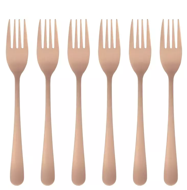 Leivoshaarukka 6 kpl Ruusukulta-1 - Bestick och serveringsredskap - 6410413105478 - 1