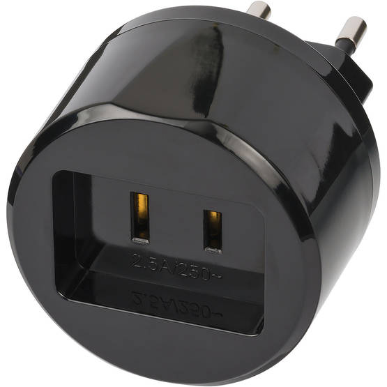 Rese Adapter USA-till-Europa med 2,5 A-säkring - Reseadaptrar - 4007123645848 - 1
