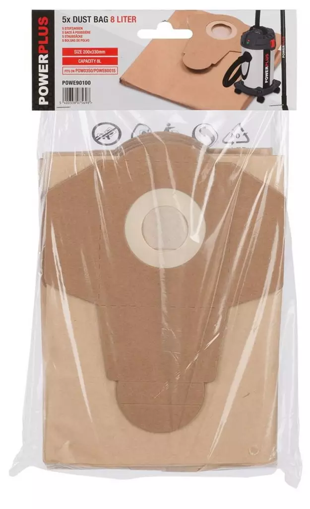 P=C3=B6lynimurin P=C3=B6lypussi Powerplus 5 kpl - Dammsugarpåsar - 5400338075698 - 1