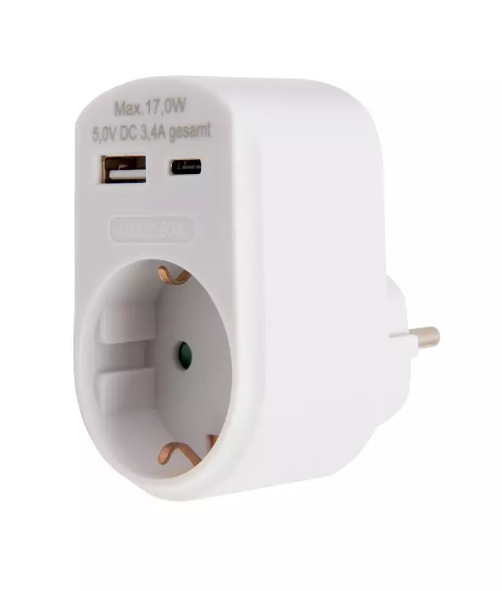 Roosa nauha pistoke Schuko 230V  USB-A - Eluttag och strömbrytare - 6435200300188 - 1