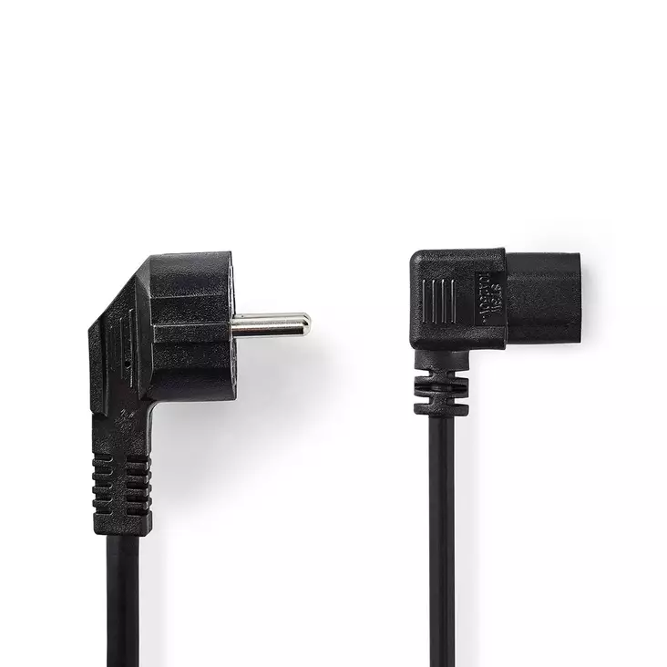 Strömkabel | Strömkontakt Hane | IEC-320-C13 | Vinklat | Vinklat | Nickelplaterad | 5.00 m | Rund | PVC | Svart | Label - Strömkablar och kontakter - 5412810425068 - 1