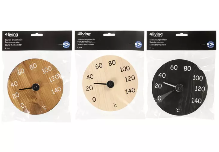 Saunan l=C3=A4mp=C3=B6mittari puinen py=C3=B6re=C3=A4 - Bastutextilier och bastutillbehör - 6410412530998 - 1