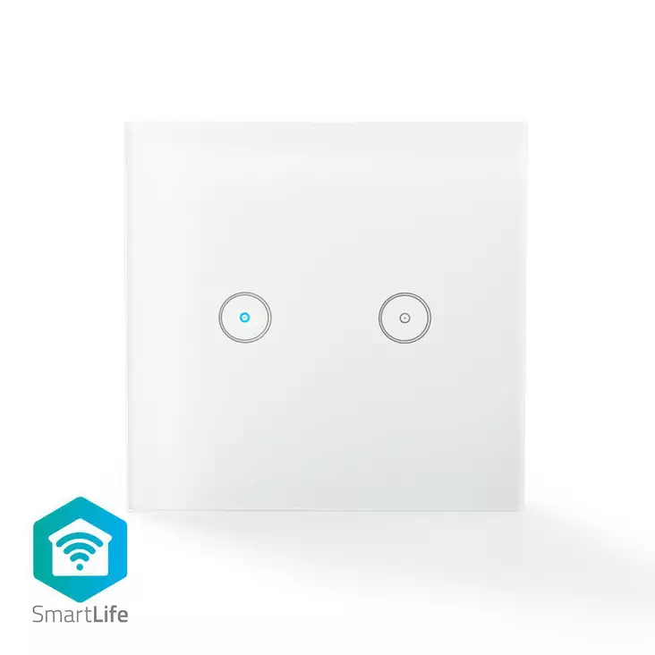 SmartLife Strömbrytare | Dubbel | Väggfäste | 1000 W | Android / IOS | Glas | Vit - Strömbrytare - 5412810271788 - 1