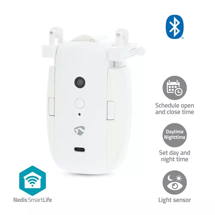 SmartLife Robot med Gardin | I-Skena / U-Skena | Draperier / Gardiner | Batteridriven / USB ström | 4000 mAh | Bluetooth® | Vit - Övrig automation och fjärrstyrning - 5412810419708 - 1