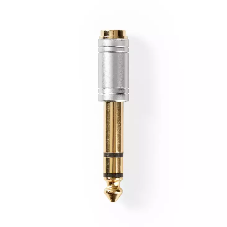 Stereo Audio Adapter | 6.35 mm Hane | 3.5 mm Hona | Guldplaterad | Rak | Metall | Silver | 1 st. | Låda - Ljudadaptrar - 5412810314058 - 1