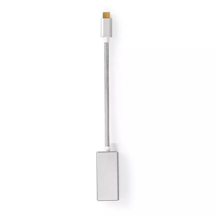 USB-C Adapter | USB 3.2 Gen 1 | USB-C Hane | DisplayPort Hona | 0.20 m | Rund | Guldplaterad | Flätad / Nylon | Silver | Kartong med täckt fönster - Dator och nätverk - 5412810331758 - 1