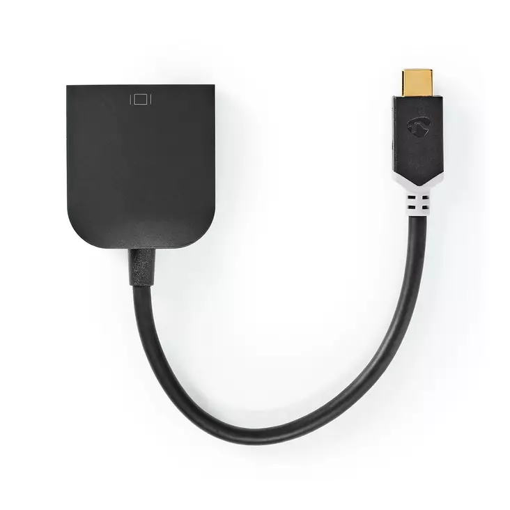 USB-C Adapter | USB 3.2 Gen 1 | USB-C Hane | VGA hona 15p | 1920x1200 | 0.20 m | Rund | Guldplaterad | PVC | Antracit | Window Box med Euro Lock - Dator och nätverk - 5412810331208 - 1