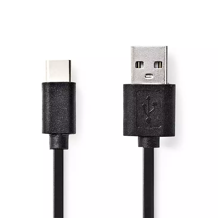 USB-kabel | USB 2.0 | USB-A Hane | USB-C Hane | 15 W | 480 Mbps | Nickelplaterad | 2.00 m | Rund | PVC | Svart | Label - Dator och nätverk - 5412810421688 - 1