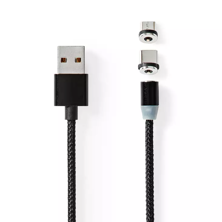 USB-kabel | USB 2.0 | USB-A Hane | USB Micro-B Hane / USB-C Hane | 10 W | No Data Transfer | Nickelplaterad | 2.00 m | Rund | Nylon | Svart | Låda - Dator och nätverk - 5412810336548 - 1