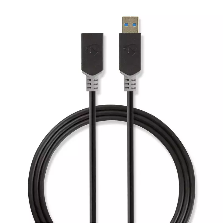 USB-kabel | USB 3.2 Gen 1 | USB-A Hane | USB-A Hona | 5 Gbps | Guldplaterad | 2.00 m | Rund | PVC | Antracit | Låda - Dator och nätverk - 5412810263578 - 1
