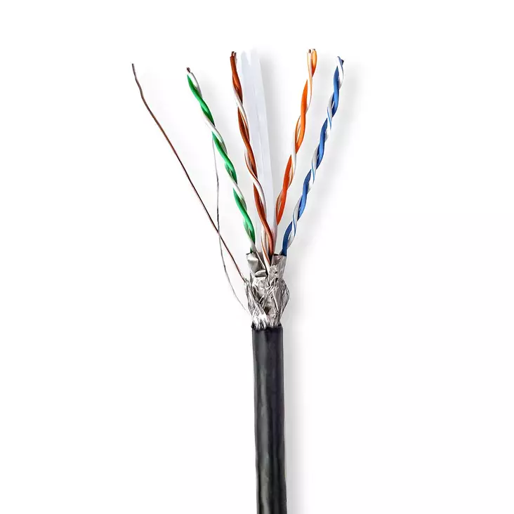 CAT6 nätverkskabel rulle | Solid | S/FTP | CCA | 305 m | Utomhus | Rund | PE | Svart | Dragkorg - Dator och nätverk - 5412810402038 - 10