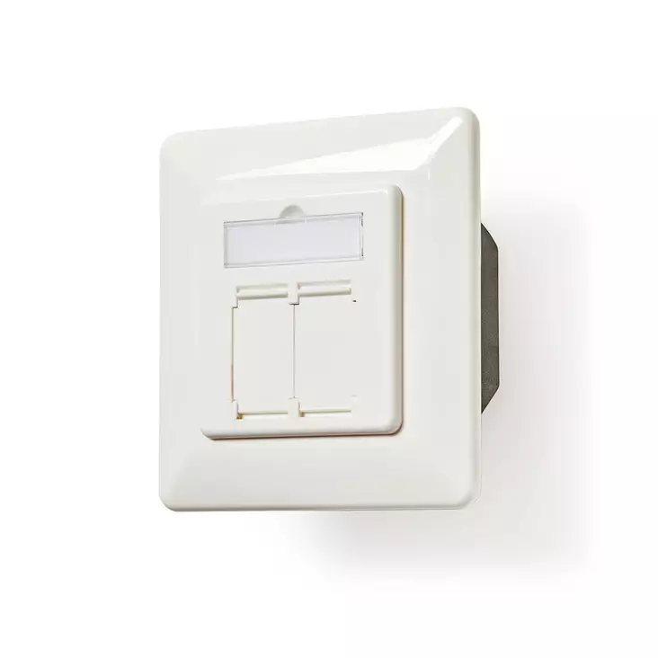 Nätverksvägglåda | Infälld montering | 2-Port port(s) | CAT6a | Rak | Hona | Guldplaterad | PVC | Vit | Kuvert - Dator och nätverk - 5412810331048 - 1