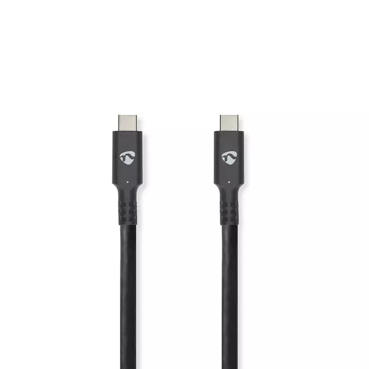 USB-kabel | USB 3.2 Gen 2 | USB-C Hane | USB-C Hane | 100 W | 4K@60Hz | 10 Gbps | Nickelplaterad | 1.00 m | Rund | PVC | Svart | Låda - Nedis produkter - 5412810481408 - 1