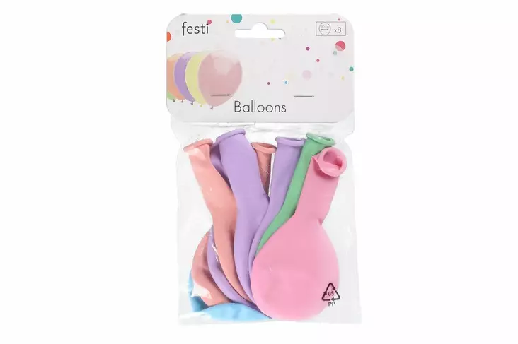Ballonger pastellfärger 30 cm 8 st - Ballonger och tillbehör - 6410416344218 - 1