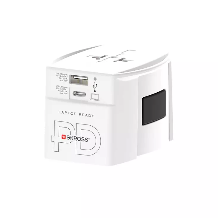 Reseadapter 2-polig världsomspännande reseadapter med integrerad dubbel USB-laddare (1x USB C & 1 x USB) 65 watt strömförsörjning - Reseadaptrar - 7640166328308 - 15