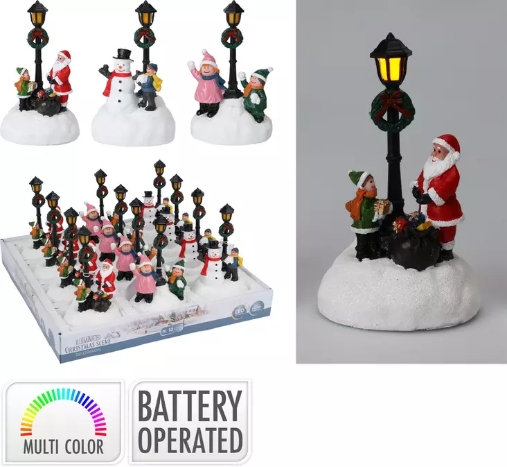 Jullykta med upplyst vinterlandskap – LED-ljus, varm flerfärgad glöd och stämningsfull inredning - Juldekorationer och textilier - 8721037049498 - 1