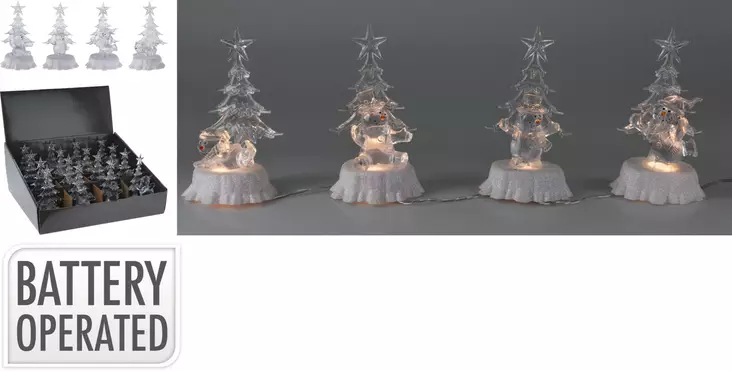 LED-julgran och akryldekoration, varmvit belysning, batteridriven juldekoration 16?cm - Juldekorationer och textilier - 8721037130028 - 1
