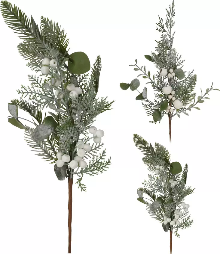 Konstväxt vinterbarrspray med vita bär 60?cm – juldekoration för hem och inredning - Juldekorationer och textilier - 8721037256148 - 1
